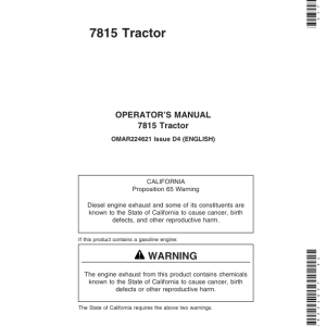 John Deere 7815 Tractor Operator's Manual (OMAR224621) - Image 1