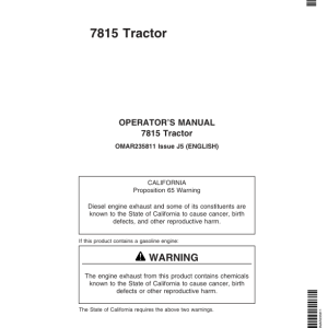 John Deere 7815 Tractor Operator's Manual (OMAR235811) - Image 1
