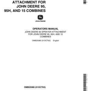 John Deere 60 Sprayer Operator's Manual (OMB25080) - Image 1