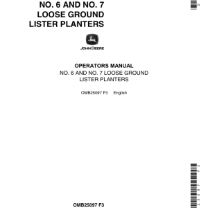 John Deere 6, 7 Loose Ground Lister Planter Operator's Manual (OMB25097) - Image 1