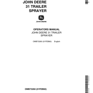 John Deere 31 Trailer Sprayer Operator's Manual (OMB73260) - Image 1