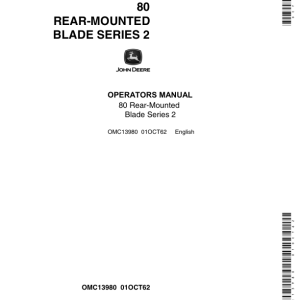 John Deere 80 Rear Blade (Series 2) Operator's Manual (OMC13980) - Image 1