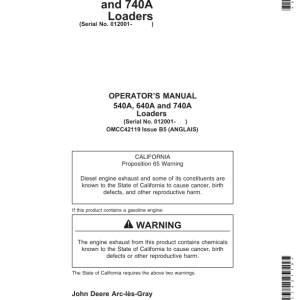 John Deere 540A, 640A, 740A Loaders Operator's Manual (OMCC42119) - Image 1