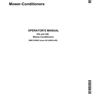 John Deere 324 & 328 Mower Conditioners (Side Mounted) Operator's Manual (OMCC49842) - Image 1