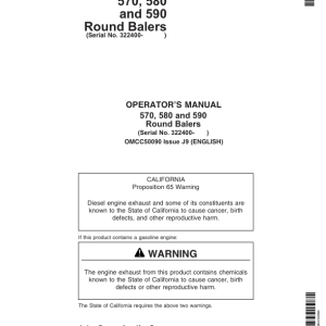 John Deere 570, 580, 590 Round Balers Operator's Manual (OMCC50090) - Image 1