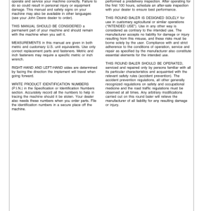 John Deere 565 Round Baler Operator's Manual (OMCC51263) - Image 2