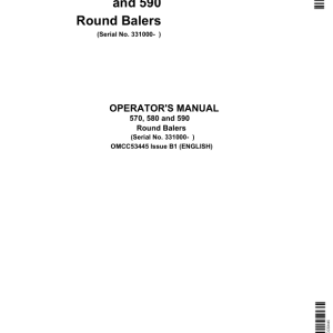 John Deere 570, 580 & 590 Round Balers Operator's Manual (OMCC53445) - Image 1