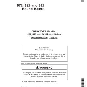 John Deere 572, 582, 592 Round Balers Operator's Manual (OMCC58341) - Image 1