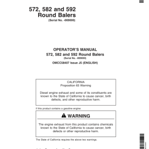 John Deere 572, 582, 592 Round Balers Operator's Manual (OMCC58407) - Image 1