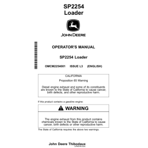 John Deere 2254 Sugarcane Loader North America (060210-110700) Operator's Manual (OMCM2254001) - Image 1