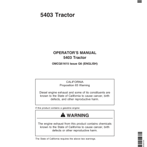John Deere 5403 Tractor Operator's Manual (OMCQ51615) - Image 1