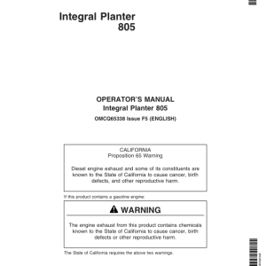 John Deere 805 Integral Planter Operator's Manual (OMCQ65338) - Image 1