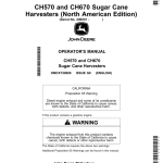 John Deere CH570, CH670 Sugar Cane Harvesters (Manufactured by Thibodaux) Operator's Manual (OMCXT29609) - Image 1