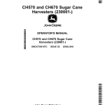 John Deere CH570, CH670 Sugar Cane Harvesters (230001-) (Export Edition) Operator's Manual (OMCXT36019TC) - Image 1