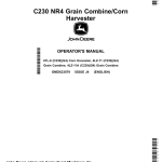 John Deere C230 NR4 Grain Combine/Corn Harvester Operator's Manual (OMDX23079) - Image 1