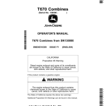 John Deere T670 Combines (North America) Operator's Manual (OMDXE10359) - Image 1