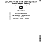 John Deere C6R, C8R, C12R, C16R, C18R Rigid Corn Heads (820001-) (Export Edition) Operator's Manual (OMDXE10802) - Image 1