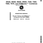 John Deere W540, W550, W650, W660, T550, T560, T660, T670, HillMaster Combines (135000-) (European/Export Edition) Operator's Manual (OMDXE12326) - Image 1
