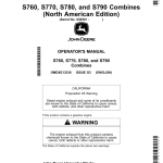 John Deere S760, S770, S780, S790 Combines (North American) (830001-) Operator's Manual (OMDXE13338) - Image 1