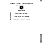 John Deere S7 600, S7 700 Combines (145000-) (China) Operator's Manual (OMDXE14260TC) - Image 1