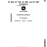 John Deere S7 600, S7 700, S7 800, S7 900 Combines (160100-) (South America) Operator's Manual (OMDXE14355) - Image 1