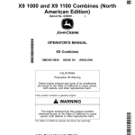 John Deere X9 1000, X9 1100 Combines (835001-) (North American) Operator's Manual (OMDXE14856) - Image 1