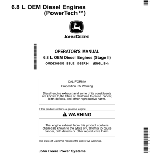 John Deere 6.8 L OEM Diesel Engines (PowerTech) Operator's Manual (OMDZ108056) - Image 1