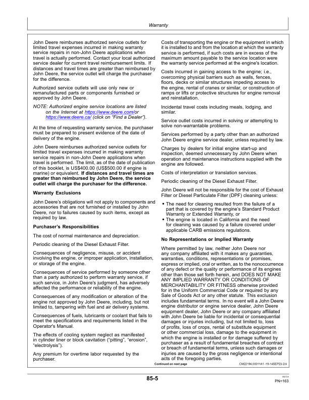 John Deere JD14 Diesel Engines Operator's Manual (OMDZ119140)