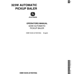 John Deere 323W Automatic Pickup Baler Operator's Manual (OME15549) - Image 1