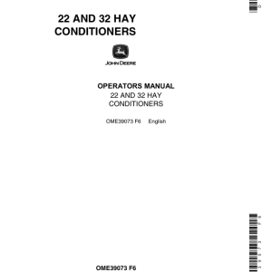 John Deere 22, 32 Hay Conditioners Operator's Manual (OME39073) - Image 1