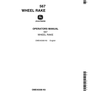 John Deere 567 Wheel Rake Operator's Manual (OME40308) - Image 1