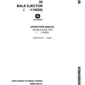 John Deere 30 Baler Ejector Operator's Manual (OME51063) - Image 1