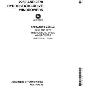 John Deere 2250 & 2270 Windrowers North America Operator's Manual (OME57516) - Image 1