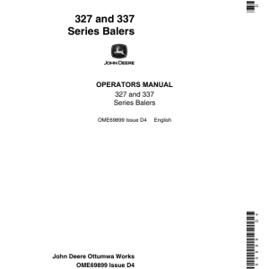 John Deere 327, 337 Series Baler Operator's Manual (OME69899) - Image 1