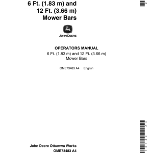 John Deere 6-, 12-Ft. Mower Bars For Forage Harvester Operator's Manual (OME73483) - Image 1