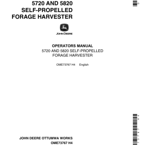 John Deere 5720, 5820 Self-Propelled Forage Harvesters Operator's Manual (OME73767) - Image 1