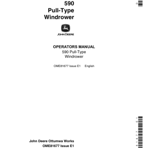 John Deere 590 Pull-Type Windrower Operator's Manual (OME81677) - Image 1