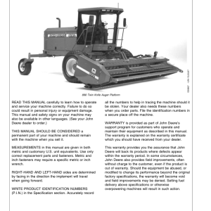 John Deere 890 Auger Platform With Hay Conditioner Operator's Manual (OME93357) - Image 3