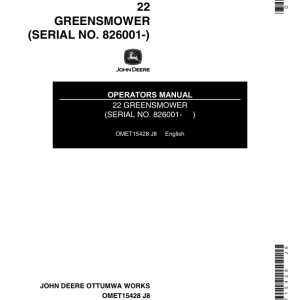 John Deere 22 Greensmower (760001-) Operator's Manual (OMET15428) - Image 1