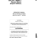 John Deere 328, 338 Square Balers Operator's Manual (OMFH310754) - Image 1