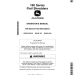 John Deere 100 Series Flail Shredders 115, 118, 120 Operator's Manual (OMFH337649) - Image 1
