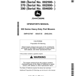 John Deere 300 Series Heavy-Duty Flail Mowers 360, 370 & 390 Operator's Manual (OMFH337667) - Image 1