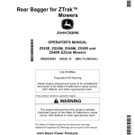 John Deere Rear Bagger for ZTrak Mowers (48/54 Inch)Applies to Z525E, Z535M, Z535R, Z540R & Z540M Mowers North America Operator's Manual (OMGX26083) - Image 1