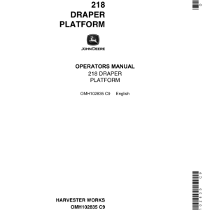 John Deere 218 Draper Platfrom (-547400) Operator's Manual (OMH102835) - Image 1