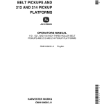 John Deere 3-Roller Belt Pickups (110, 132, 154 In.), 212/214 Platform Operator's Manual (OMH109035) - Image 1