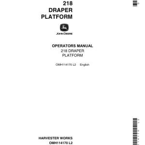 John Deere 218 Draper Platform (579901-) Operator's Manual (OMH114170) - Image 1