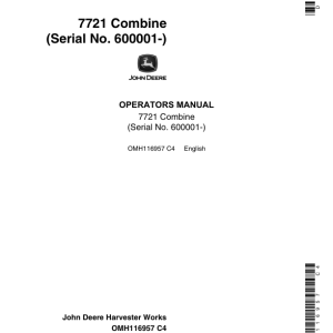 John Deere 7721 Combine Operator's Manual (OMH116957) - Image 1