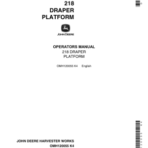 John Deere 218 Draper Platform (610001-) Operator's Manual (OMH120055) - Image 1