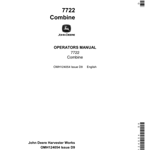 John Deere 7722 Combine Operator's Manual (OMH124054) - Image 1