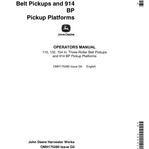 John Deere 3-Roller Belt Pickup (110, 132, 154 In.), 914 BP Platform Operator's Manual (OMH175280) - Image 1